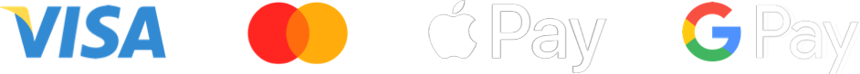 Visa, MasterCard, ApplePay, GooglePay